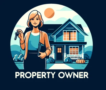 dall·e 2024 05 28 15.19.07 create an image for a 'property owner' in a stylistic semi realistic design. the property owner should be a middle aged woman holding a set of keys, s